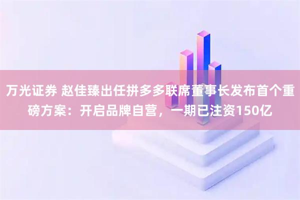 万光证券 赵佳臻出任拼多多联席董事长发布首个重磅方案：开启品牌自营，一期已注资150亿