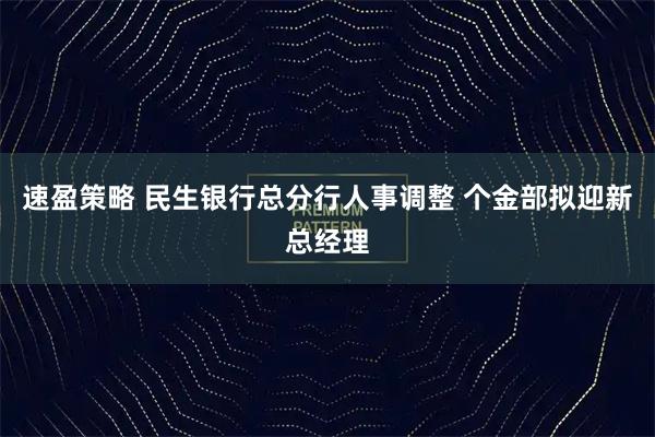 速盈策略 民生银行总分行人事调整 个金部拟迎新总经理